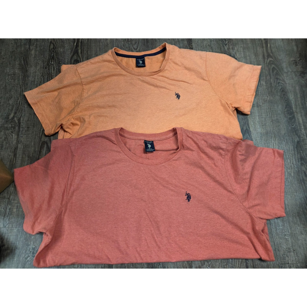 US Polo Assn Men's Crewneck Short Sleeve Tshirts Lot of 2 Orange Red Size XL